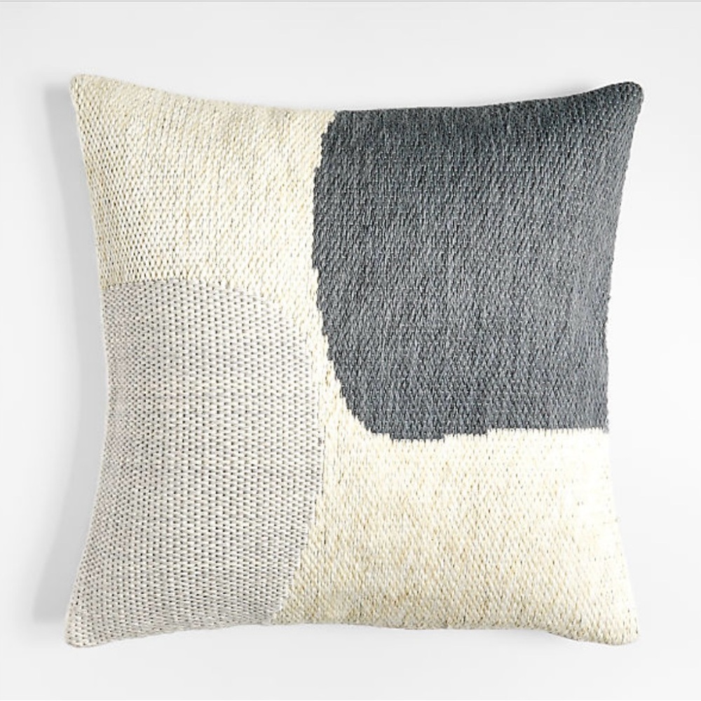 Crate & Barrel Corby 23" Geometric Mist Blue Kilim Pillow Cover